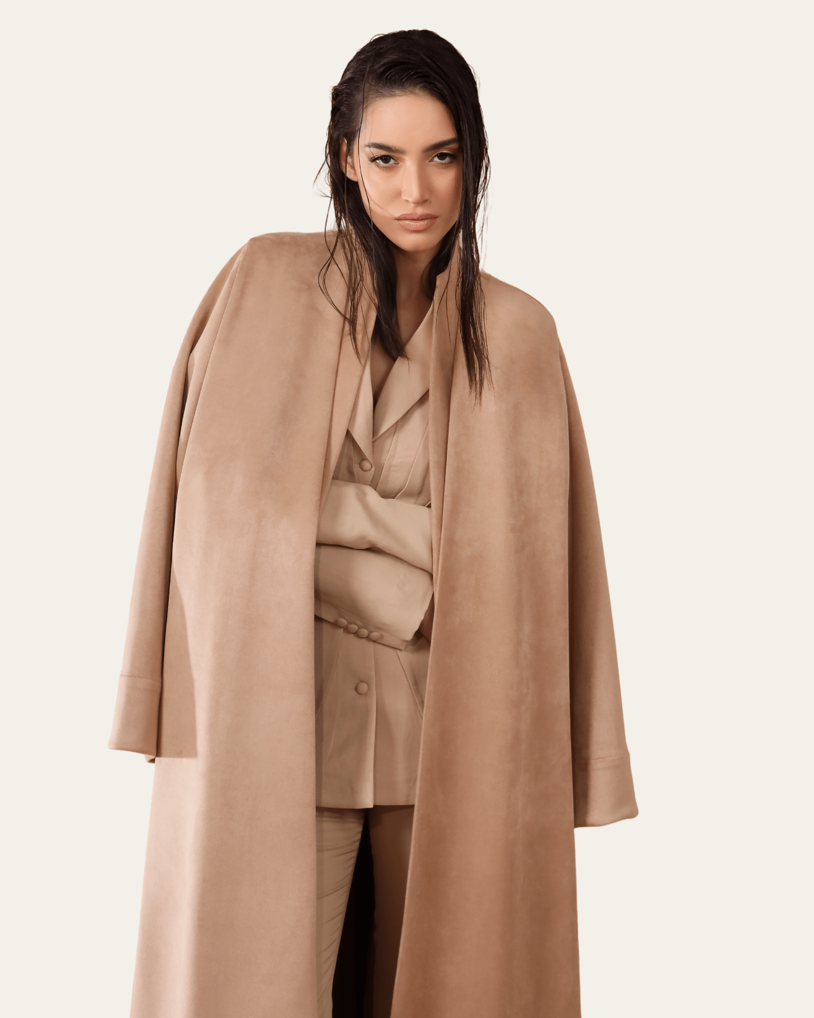 The Cascade Coat - detail view | EVADA luxury coat Dubai