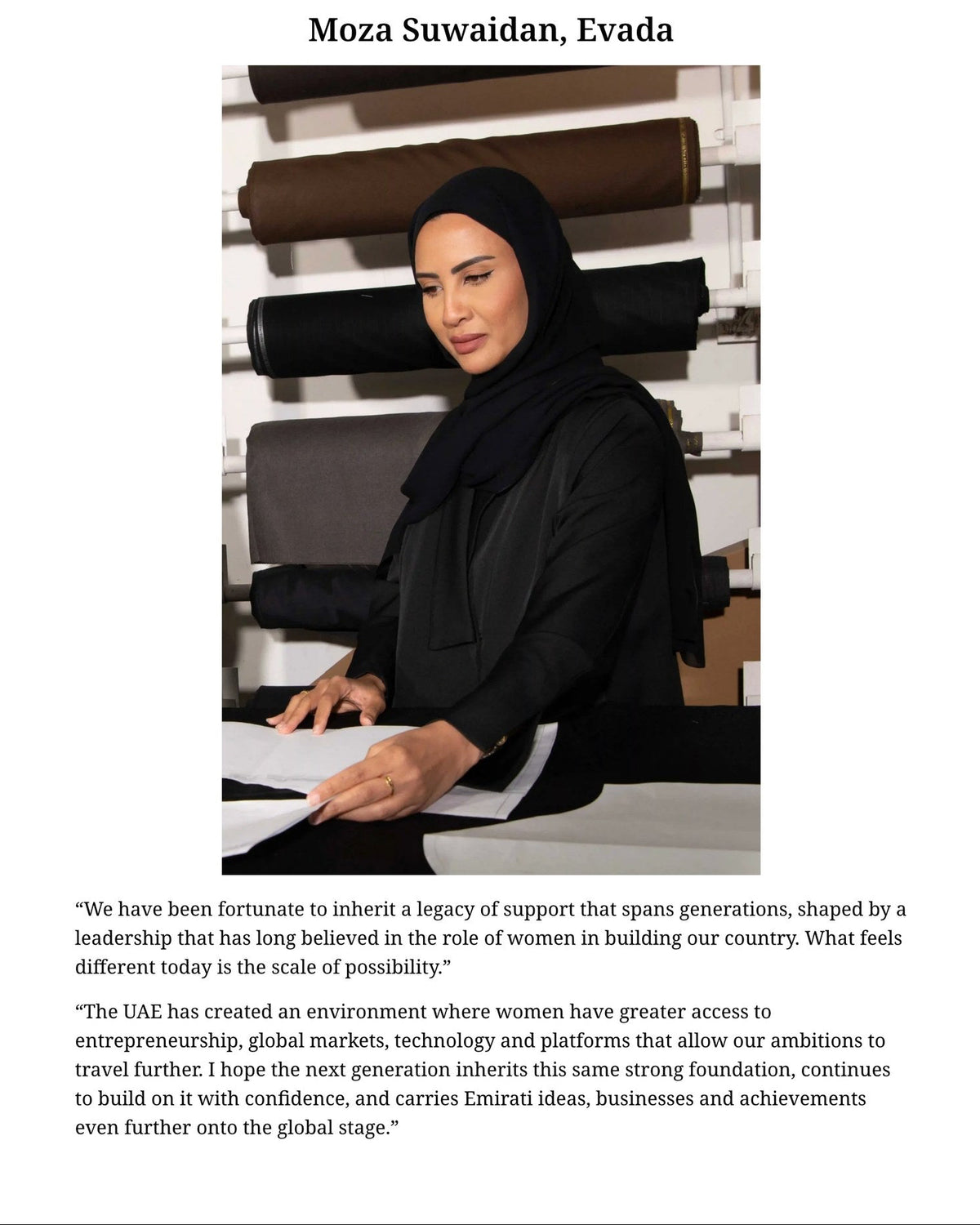 Soigné Middle East feature on Moza Suwaidan, Evada