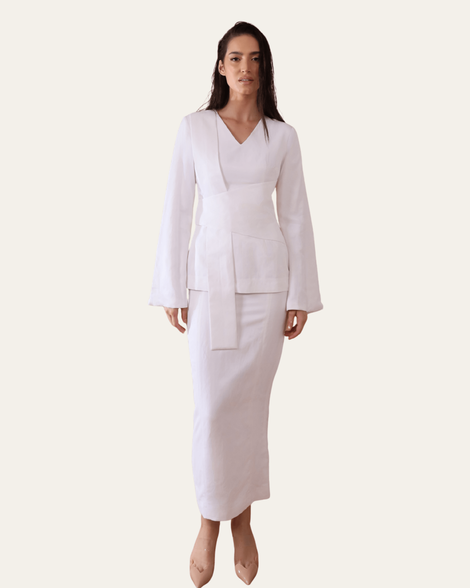 The Poise Skirt - front view | EVADA luxury skirt Dubai
