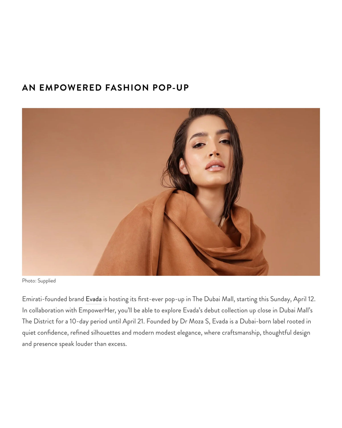 GRAZIA Middle East feature on the Evada pop-up