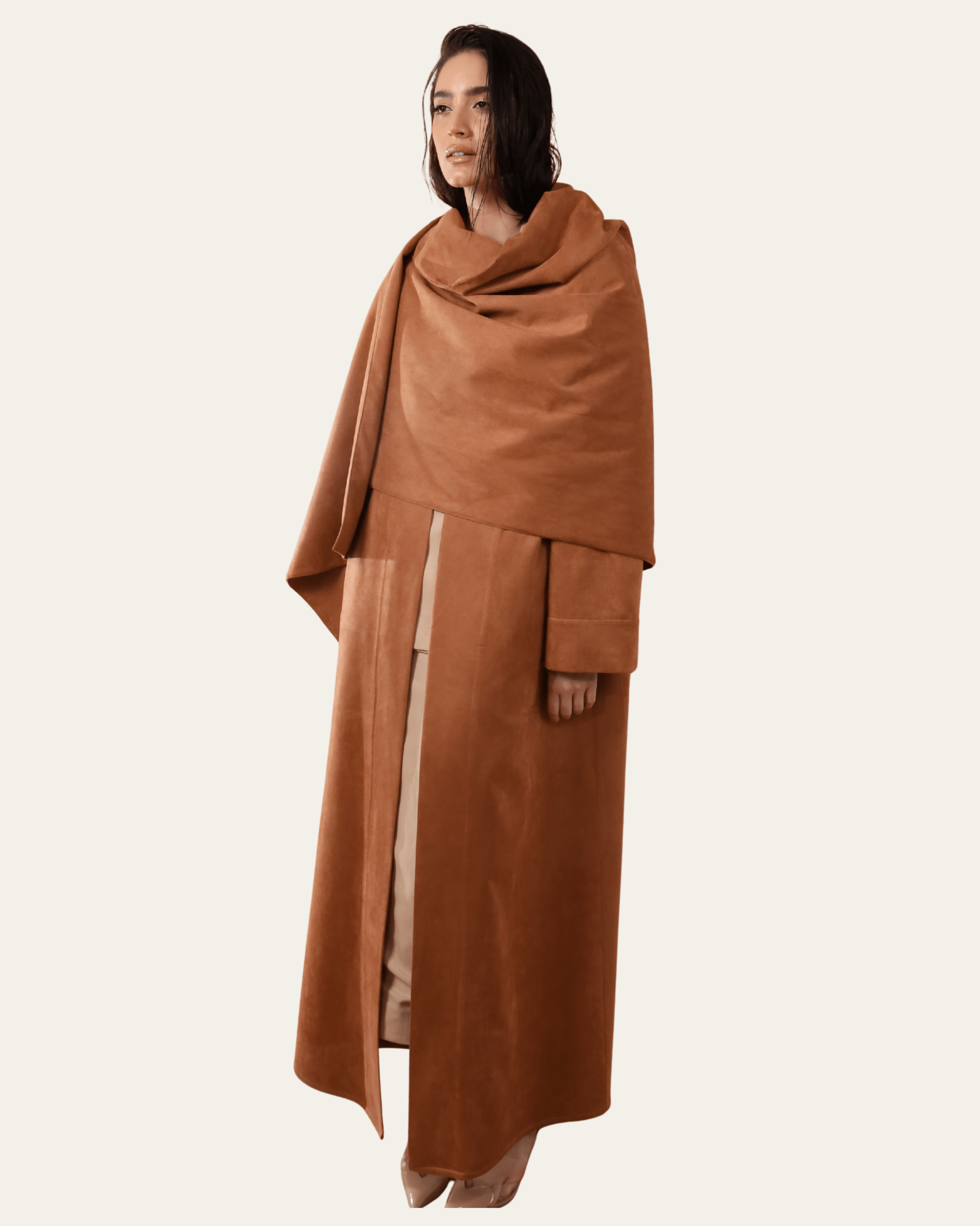 The Veil Coat - front view | EVADA luxury coat Dubai
